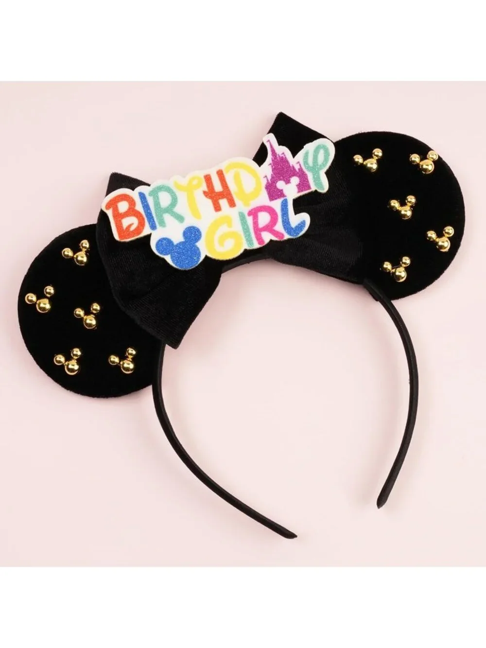 Women Black cotton Candy-Inspired Mickey Mouse Hair Headband